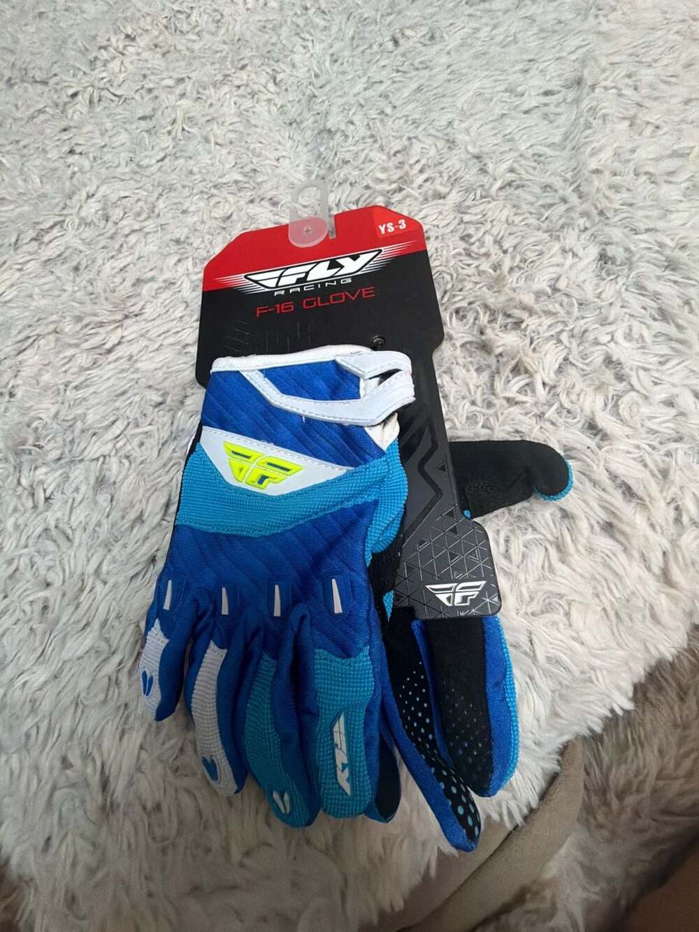 Fly Racing F-16 Youth Motocross Gloves Blue/Hi-Vis